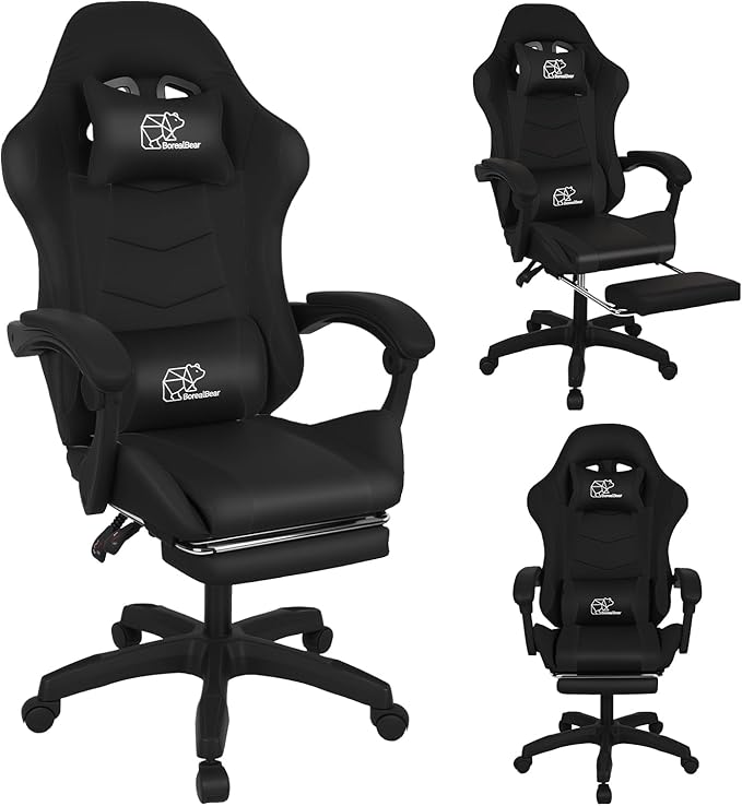 BorealBear Gaming Chair Office Chair Suitable for Gaming Chairs Office Storage and More - Black