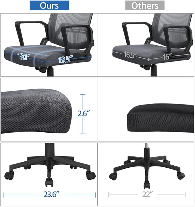 Office Chair Gaming Chair Computer Chair Mid-Back Mesh Adjustable Ergonomic Computer Chair Chair Gaming Furniture Chair Office Ergonomic Chair