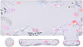 MEGREZ 4-in-1 Ergonomic Memory Foam Wrist Rest Set Desk Pad Mouse Pad with Wrist Rest Keyboard Pad Suitable for Office Workers Programmers &amp Gamers–Relieve Typing &amp Gaming Fatigue Pink F