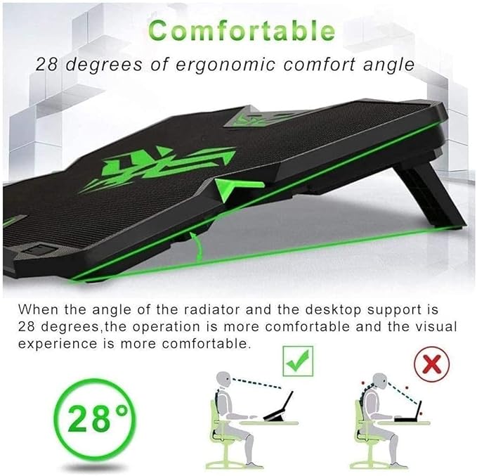 Laptop Radiator BaseQuiet Cooling Fan 1400 RPM High Speed with 5 Silent Big Fans Suitable for 10-15.6'' Laptop