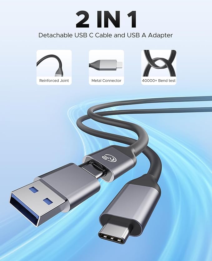ORICO USB Hub 10Gbps with 2 USB A Ports+2 USB C Ports USB 3.2 Gen 2 Hub with 3.28Ft USB-C-A/C Cable USB Splitter for iMac MacBooks Mac mini
