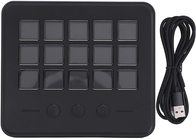 Bewinner LCD Custom Keyboard for Stream Control Deck with 15 Customizable Keys Studio Controller Gaming Workflow Macro Keypad for OBS PC