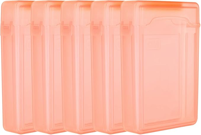 PATIKIL 6.5 x 4.5 Hard Drive Disk Case 5Pcs Plastic Hard Disk Storage Box Portable Anti-Static Case for 3.5 External SSD HDD Orange