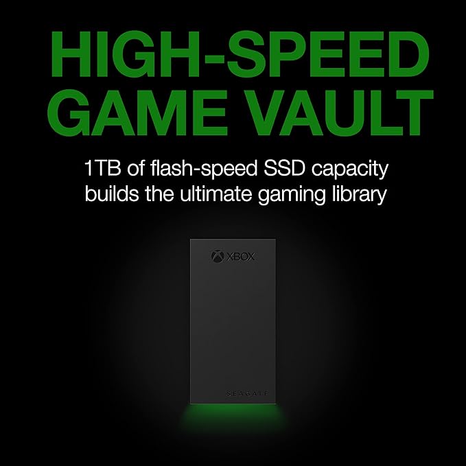Seagate Game Drive SSD for Xbox 1TB External Solid State Drive - 3.5 Inch USB 3.2 Gen 1 with built-in Green LED and Rescue Services (STLD1000400)