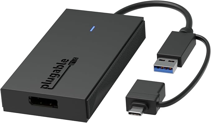 Plugable USB to DisplayPort Adapter - Connect via USB-C or USB 3.0 to Add a 2560x1440 Display – Compatible with Mac M1/M2/M3/M4 Windows and ChromeOS