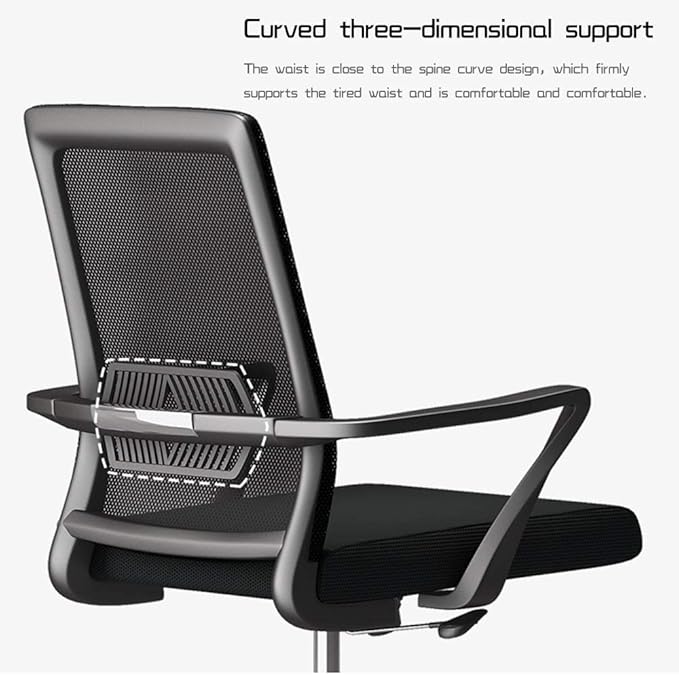 Office Chair Computer Desk and Chair Ergonomic Office Chair High Back Mesh Gaming Chair Lifting Swivel Chair Work Chair Game Chair Chair (Color : Black) Needed