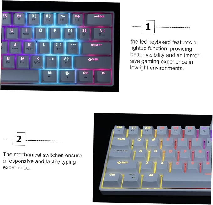MERRYHAPY Keys Mechanical Gaming Keyboard Compact RGB Backlit Design Wired Keyboard for Pc and Laptop for Gaming and Office Use