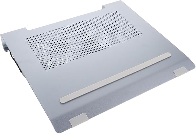 Aluminum Alloy Laptop Cooling Pad Ventilated Support Stand with Quiet USB Fan for Gaming and Office Use Under 17.3 Inch Gray