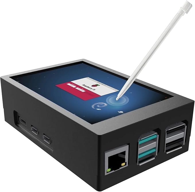 Mini Monitor for Raspberry Pi 5 3.5 Inch Monitor with Metal Case and Cooling Fan 320 x 480 Pixels Resistive Touchscreen TFT LCD Display