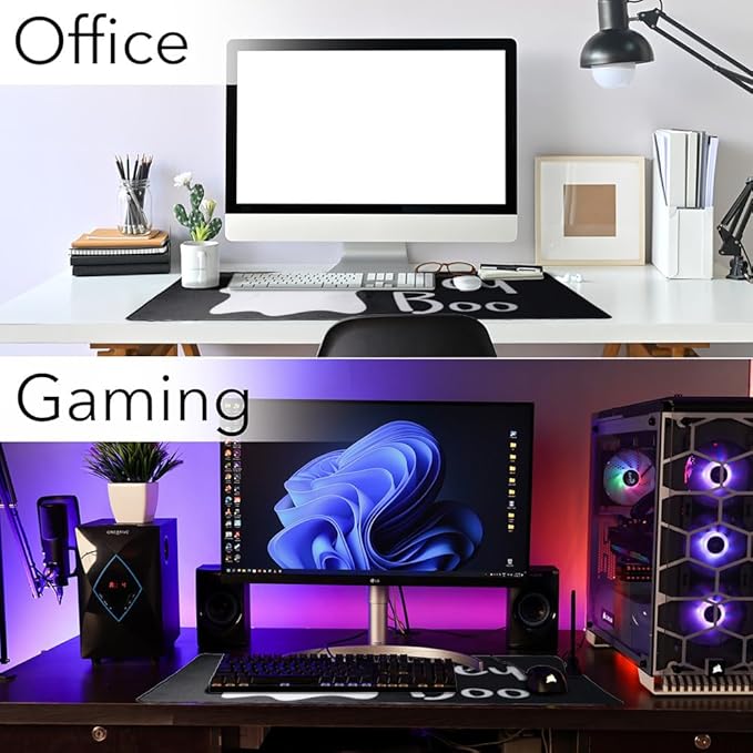 Hey Boo Cute Kawaii Ghost Large Gaming Mouse Pad Desk Mat with Stitched Edges Non-Slip Base for Gamer Home and Office