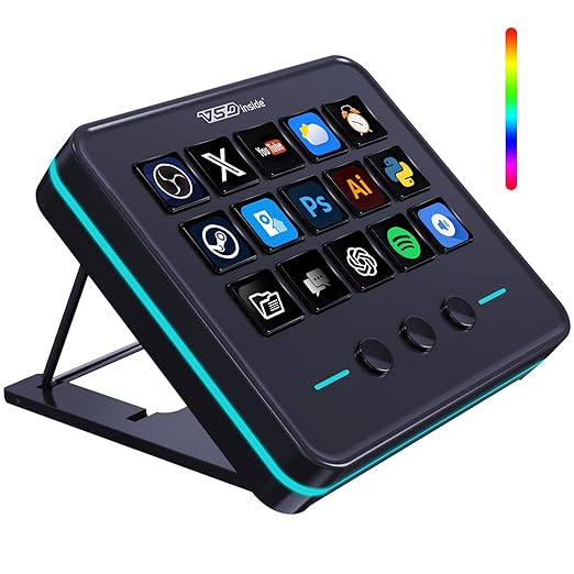 VSDINSIDE Macro Keypad Stream Controller Deck Gaming Streaming Shortcut Keyboard 18 Programmable Keys Customizable Visual AI Pad USB Soundboard for OBS YouTube Desk Office Setup Laptop PC Mac