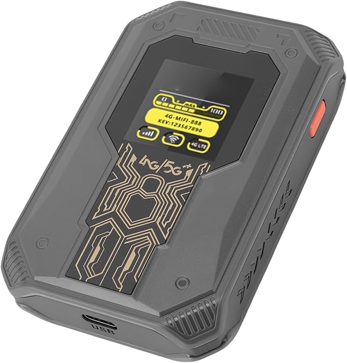 Yosoo Health Gear 4G Mobile WiFi Hotspot with Time Display Portable Router with SIM Card Slot 300Mbps Wireless Connectivity Connects Up to 8 Devices Ideal for Travel and Outdoor Use