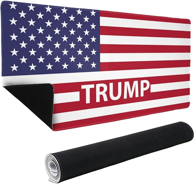 President Trump American Flag Large Gaming Mouse Pad Desk Mat with Stitched Edges Non-Slip Base for Gamer Home and Office
