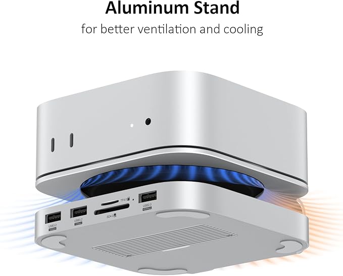 Akyyajaure Mac mini Hub: 9 in 1 Aluminum Stand &amp Dock for Mac mini M4 Pro with M.2 NVMe SSD Enclosure 10Gbps USB-A*2 SD/TF Card Readers USB 2.0