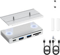 EJAY 5-in-1 Magnetic USB 3.0 Hub with SD/TF Card Reader 2 USB-A + 1 USB-C Ports Includes Sliding Rail Screws &amp Sticky Pads for MacBook Laptop PC Silver