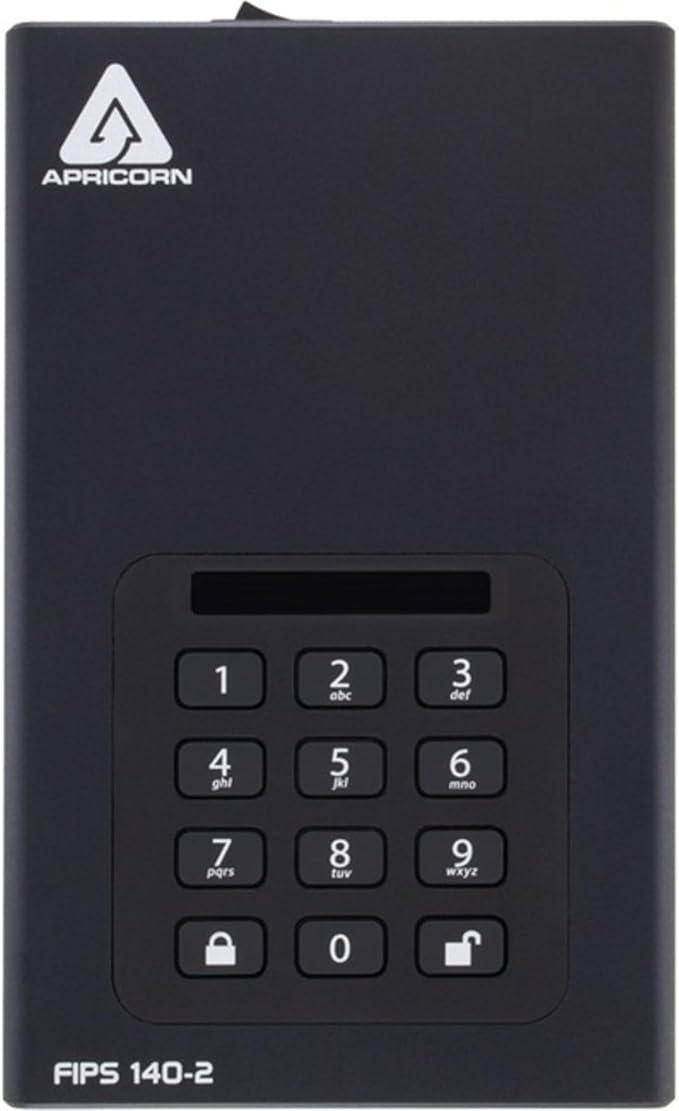 Apricorn 20TB Aegis Desktop Padlock FIPS 140-2 Validated 256-Bit Encrypted Hard Drive (ADT-3PL256F-20TB)