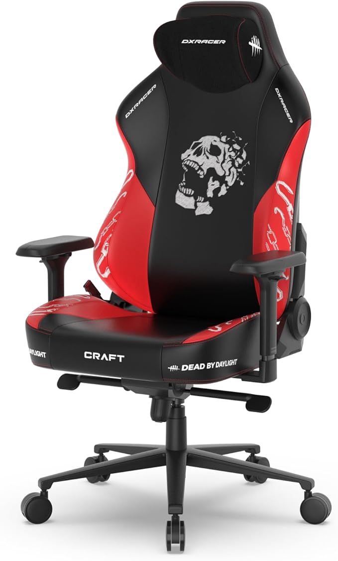 DXRacer Craft XL Video Gaming Chair for Adults Ergonomic Office Reclining Computer Gamer Chair with Magnetic Head Pillow and 2D Integrated Lumbar Support (EPU Leatherette Dead by Daylight)