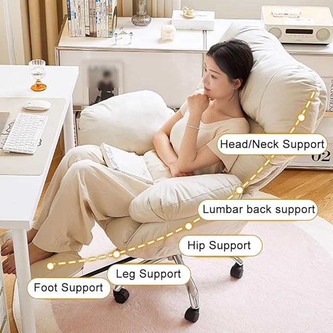 YCKEGEW Lazy Sofa Gaming Chair Office Chairs Recliner Chair for BedroomStudy Chair Ergonomic Lift Chair Backrest Reclinable Home Office Desk Chairs Computer Chair(Light GreyWithout)