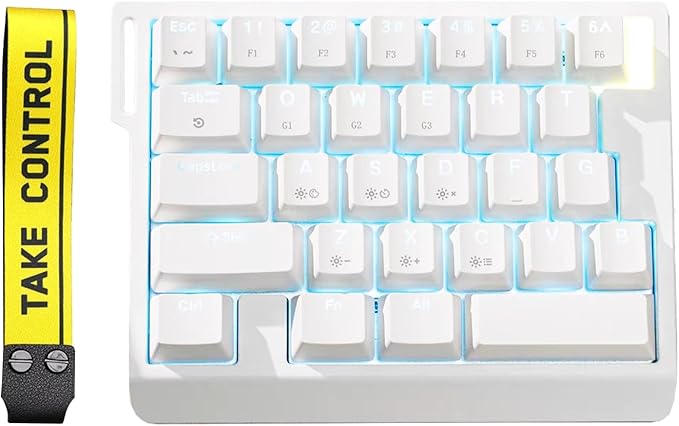 HE30 Rapid Trigger Magnetic Switch Gaming KeyboardOne-Handed Hall Effect RGB HotSwap Adjustable Actuation 8kHz Hyper Fast Mini Macro Gasket E-Sports Keypad Ergonomic Mechanical Keyboard (White)