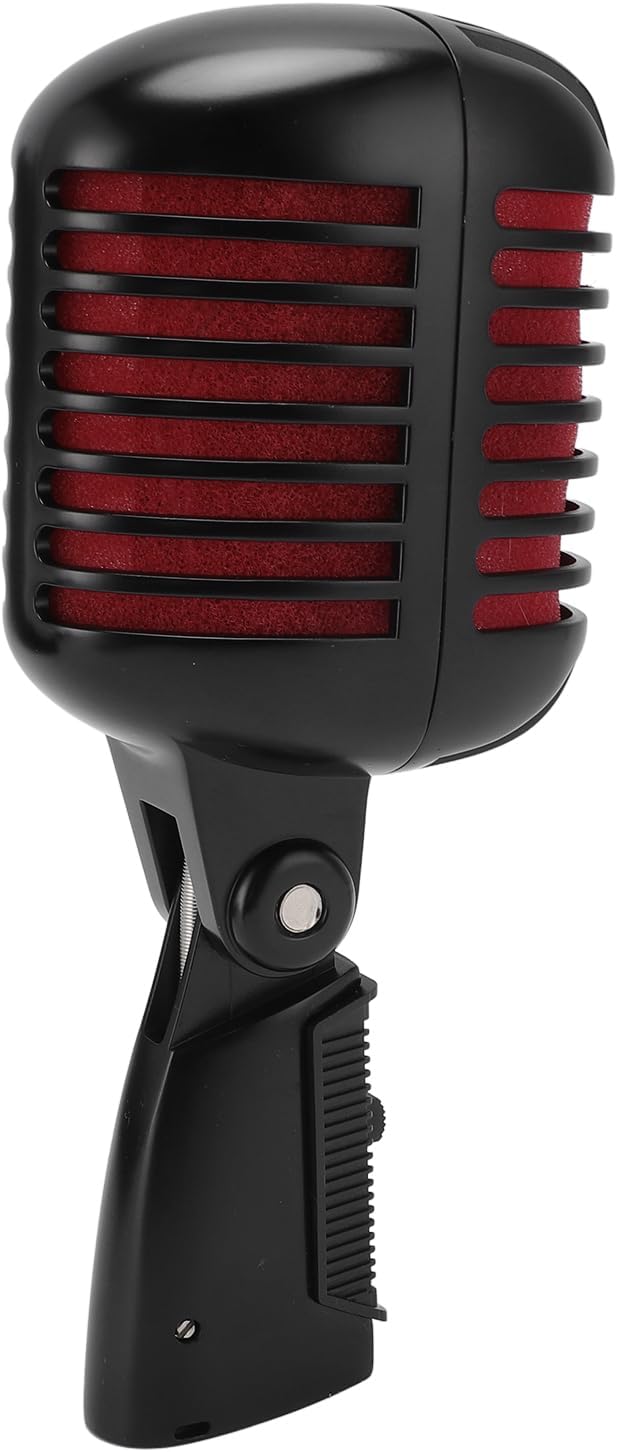 Stage Microphone Dynamic Microphone with Cardioid Pattern and Soundproof Housing for Live Performance KTV Suitable for Harsh Conditions Adjustable (Black)