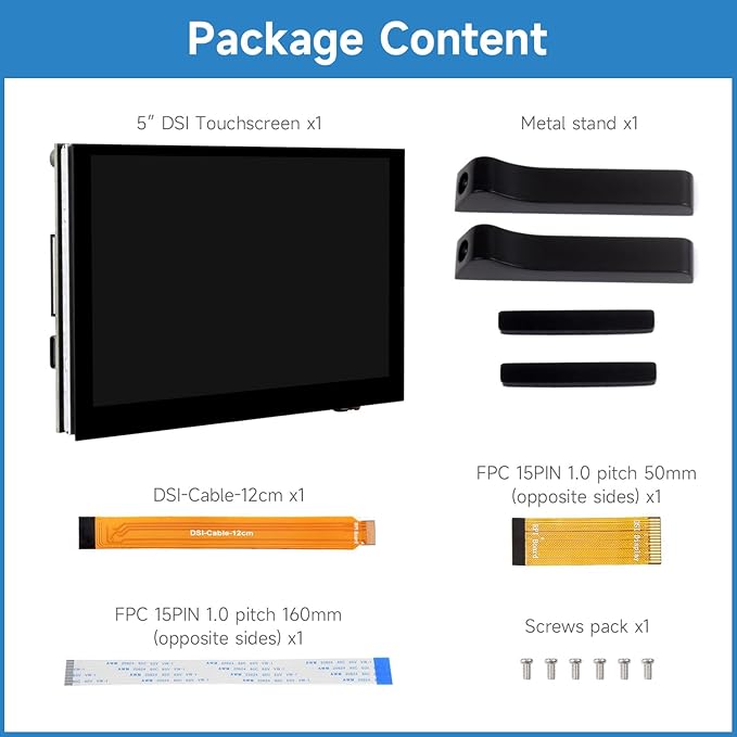 KLAYERS LUCKFOX DSI Display for Pi 5/4B/CM4/CM3 Support 3D Printing Capacitive Touch 800x480 Toughened Glass LCD Panel for Raspberry Pi 5