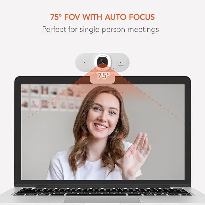 Nuroum V15AFL 2K Webcam with Ring Light for Streaming Autofocus Webcam for PC w/Noise Cancelling Dual Mics 1080P 60fps 75° FOV&ampLightweight USB Web Camera Plug&ampPlay for Zoom/Teams/OBS/Xspli