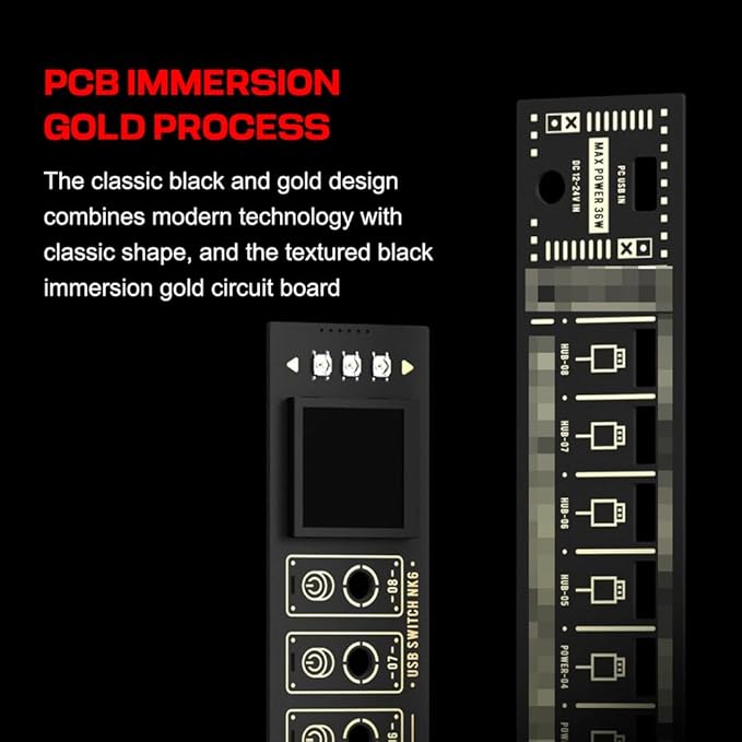 8 Ports USB C Splitter 8 Port USB Docking Station with 1.54-Inch IPS Color Screen 10 Levels Brightness Adjustment for Phones Tablets and Gadgets