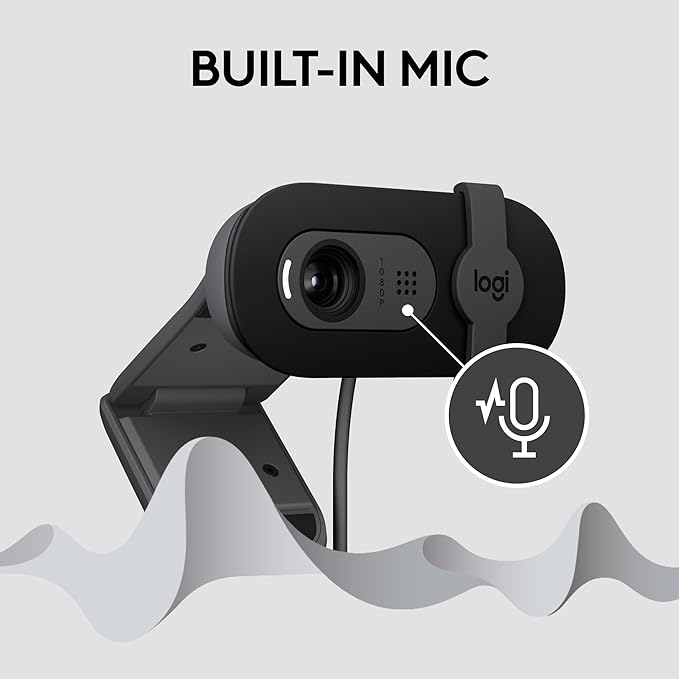 Logitech Brio 101 Full HD 1080p Webcam for Meetings Streaming Desktop Laptop PC - Built-in Mic Shutter Works with Zoom Nintendo Switch 2’s new GameChat Mode USB-A-Black Pack of 10