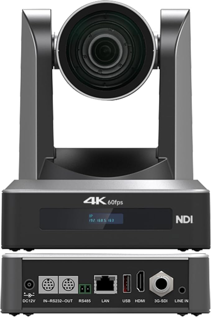 PTZ Camera 4K 20X Optical Zoom NDI 60fps HDMI USB3.0 SDI LAN POE AI Auto Tracking PTZ Camera New Gen for Church Worship Live Streaming Business Conference Events Education with YouTube Zoom