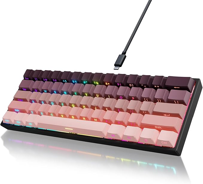 Mini 60% Mechanical Gaming Keyboard Wired YK61 Hall Effect Magnetic Switch Adjustable Actuation Rapid Trigger Mode 8K Hz Polling Rate Hot-Swap 61 Keys RGB Backlit Side Printed PBT Keycaps