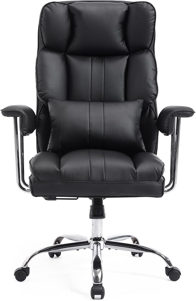 Big and Tall Office Chair 400lbs Wide Seat Executive Office Desk Chair High Back Computer Gaming ChairLumbar Support Computer Chair for Heavy PeopleBlack