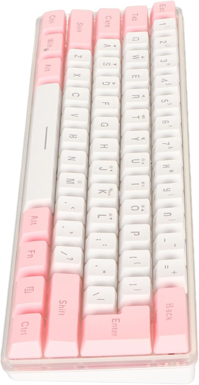 ZJchao Mini Keyboard 61 Keys Gaming Keyboard 60 Percent Wired RGB Mechanical Compact for Typist (Pink White)