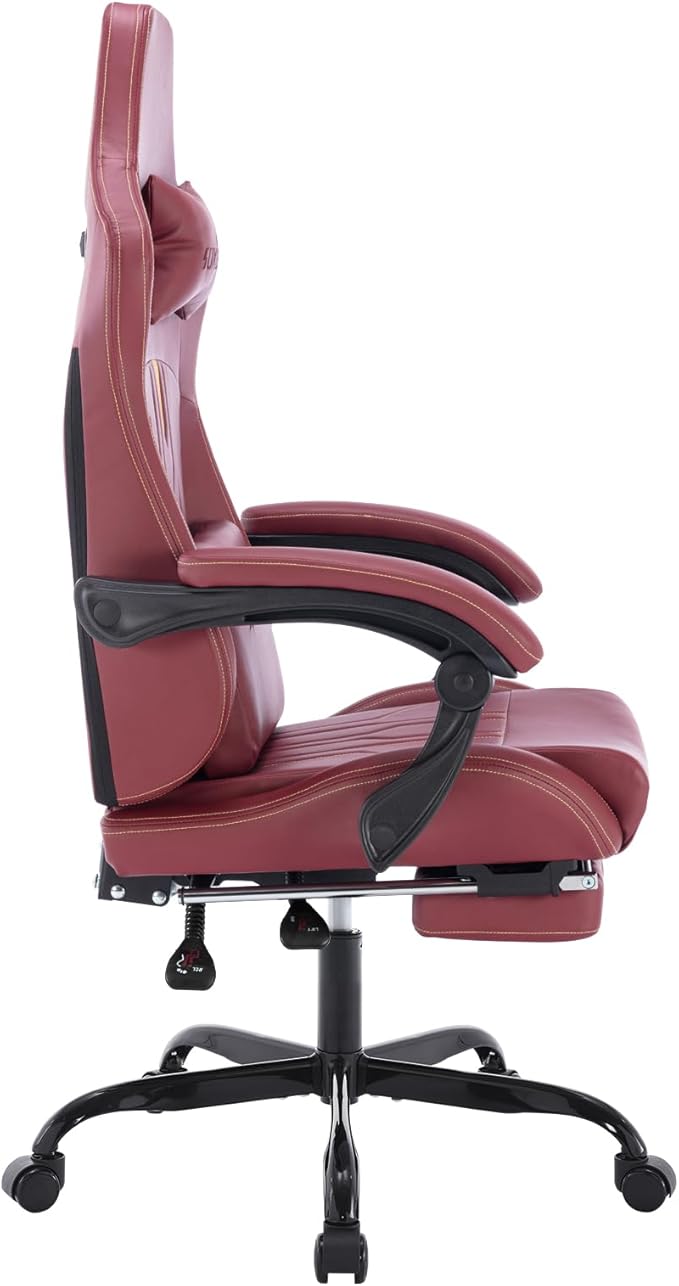 Gaming Chair with Footrest Ergonomic Computer Chair Massage Lumbar Cushion Racing Video Game Chair Adjustable Rocker Recliner Executive Office Desk Chair Pu Leather for Adults