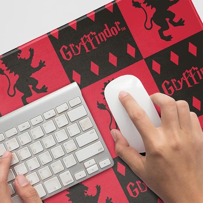 Harry Potter Gryffindor Pattern Large Gaming Mouse Pad Desk Mat with Stitched Edges Non-Slip Base for Gamer Home and Office 31.5 x 15.7
