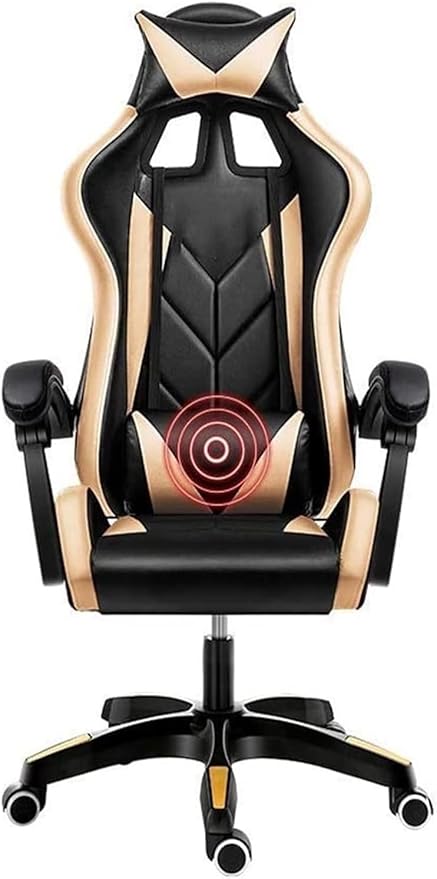 Gaming Chair Office Chairs E-Sports Chair Comter Chair Ergonomic Game Seat Work Swivel Chair Backrest Lift Chair (Color:Black Gold)