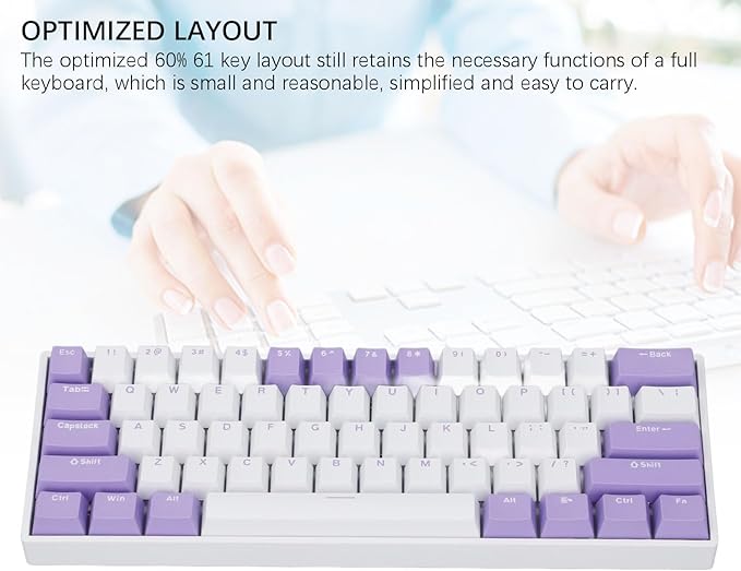 Vikye Mechanical Gaming Keyboard 3 - Modes 61 Keys Hot Swappable Keyboard with RGB Backlight for Laptop PC BT / 2.4GHz / USB - C