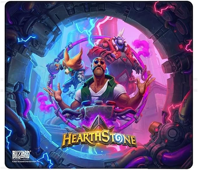 Blizzard Hearthstone Game Mouse Pad XL Size Apply to Gamer Office &amp Home Non-Slip Rubber Base Extended Desk Mat with Stitched Edge Smooth Stable &amp Durable 17.7 * 15.7Inch (Battlegrounds)