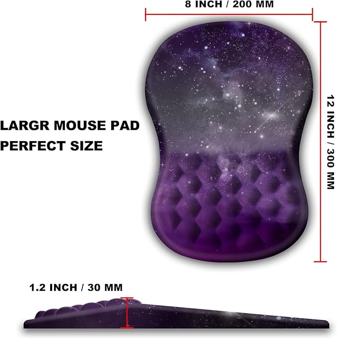 Mouse Pad Wrist Support Ergonomic Mouse Pad with Massage Dot Comfortable Computer Mouse Pad for Laptop Wrist Rest Pain Relief Mousepad with Non-Slip PU Base for Office &amp Home 12 x 8 in
