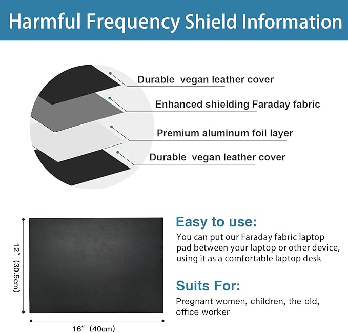 Laptop Pad Protection Heat Shielding Laptop Pad EMI Blocker Lap Desk Protector Portable Heat Blocker for Laptop Tablets and Phones (12-16)