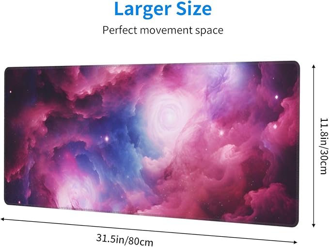 3D Magical Nebula Large Mouse Pad XL Extended Gaming Pad Waterproof Desk Mat for Desktop Keyboard Non Slip Mousepad for Office Game Home 32.15x11.8
