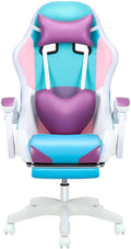 RGB LED Gaming Chair Ergonomic Reclining Computer Chair with Massage and Footrest Girl-Friendly Design for Adults Ultimate Video Game Chair Purple