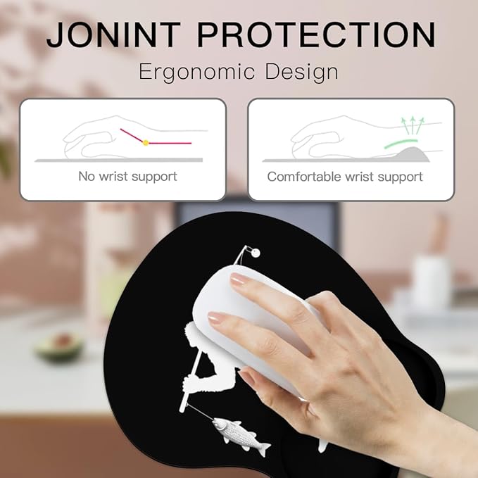 Mousepad Bigfoot Fishing Fisherma Sasquatch Ergonomic Wrist Support Non-Slip Base Mouse Mat with Wrist Rest Computer Mousemat for Desk Work Accessories Pad