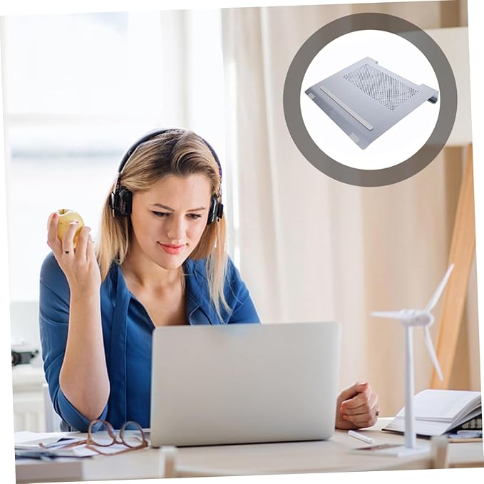 Aluminum Alloy Laptop Cooler Stand with Dual Fans for Notebooks to 17.3 Inch Quiet Cooling Pad with Elevated Ergonomic Design Gray Compatible with Gaming and Office Laptops