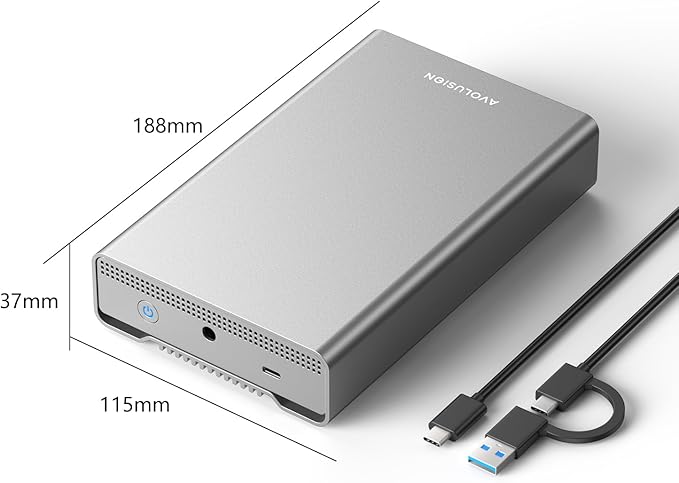 Avolusion PRO-G2 16TB USB 3.2 Gen 2 (10Gbps) USB-C External Hard Drive for Windows/MacOS (Silver)