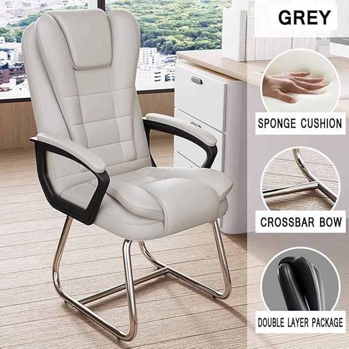 High Back Ergonomic Fabric Gaming Chair with Double Seat Cushion Design for Office Meeting Room Gray
