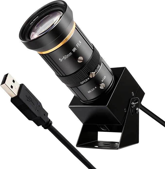 SVPRO 5MP 30FPS USB Camera with 5-50mm Telephoto Lens 10X Optical Zoom Manual Focus Webcam for Macro &amp Long Distance Low Light Computer Camera with IMX335 Sensor for Windows Mac-OS Linux Ando
