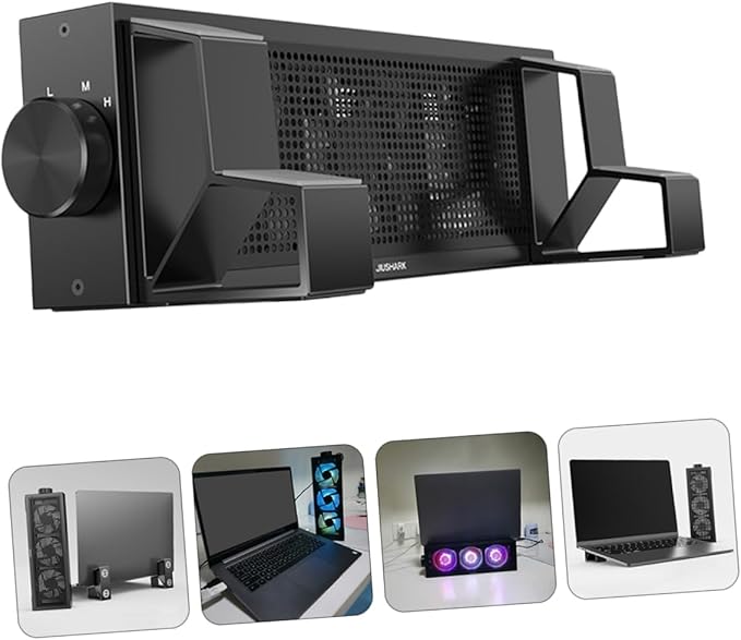HOMSFOU Adjustable RGB Laptop Cooling Pad 3 Speed Settings Heat Dissipation Stand for Gaming and Work Compatible Laptops Ergonomic Design