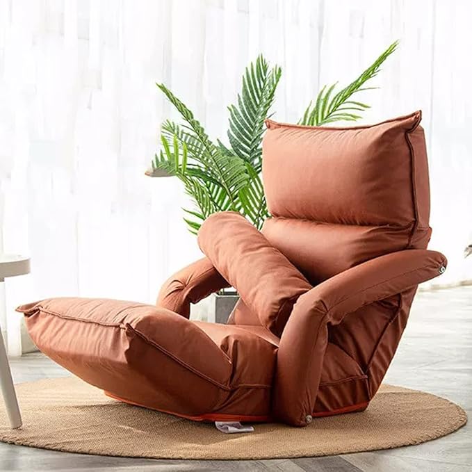 YCKEGEW Indoor Lounge Chair Floor Cushion Back AdjustablePremium Floor Armchair Sofa Seat for Home OfficeMeditation Chair for Balcony Yoga (Color : Orange)