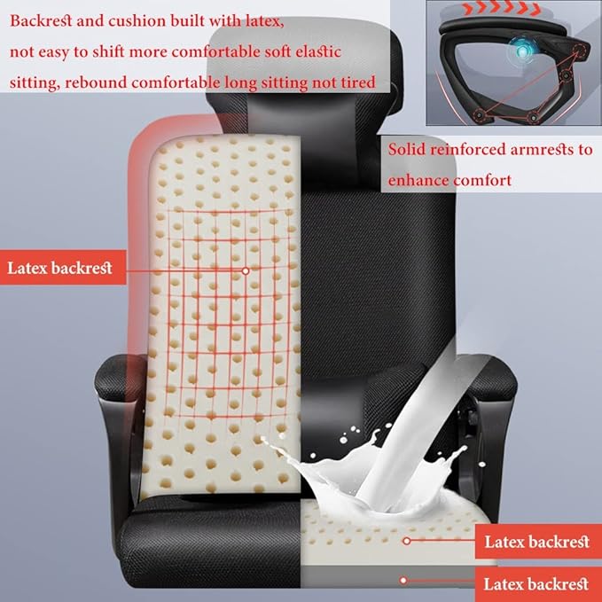 GIZNXBA Computer Chair with Foot Rest Adjustable Height Gaming Chair for Adults Home Office Chair Ergonomic Desk Chair with Headrest High Back Swivel Task Chair Lumbar Support (Color : /Black)
