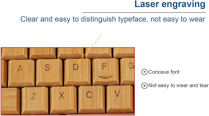 Bamboo Wood Computer Control Devices Plug and Play Computer Devices for PC Laptop USB Receiver (Keyboard)